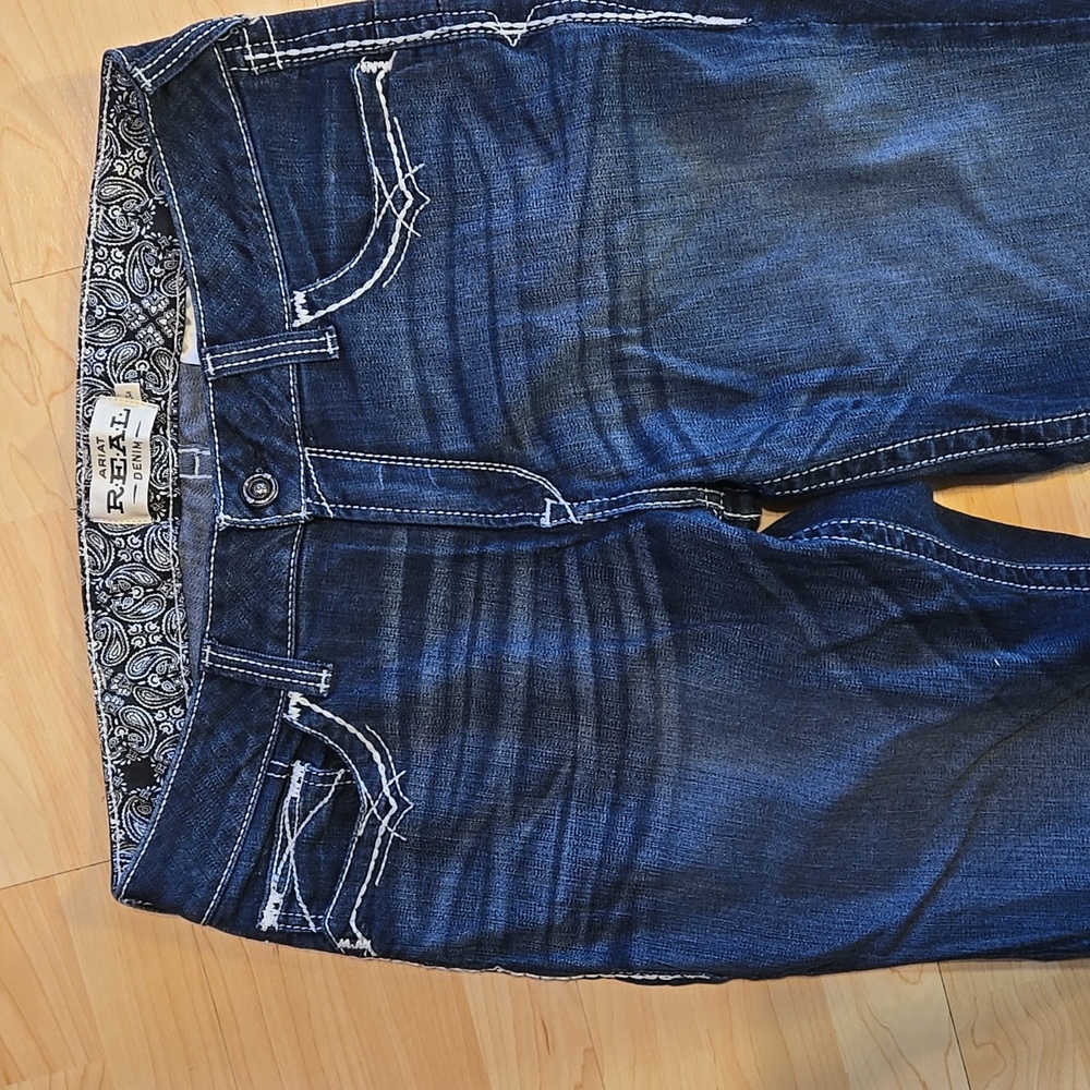Ariat R.E.A.L. Mid Rise Stretch Entwined Boot Cut Jeans 34R - Picture 11 of 16